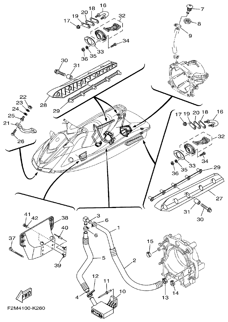 Yamaha VX18002011(2) HULL & DECK parts diagram